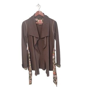 Vintage Lucky Brand Y2k Floral Peace Japanese Tie Front Cardigan Size S‎